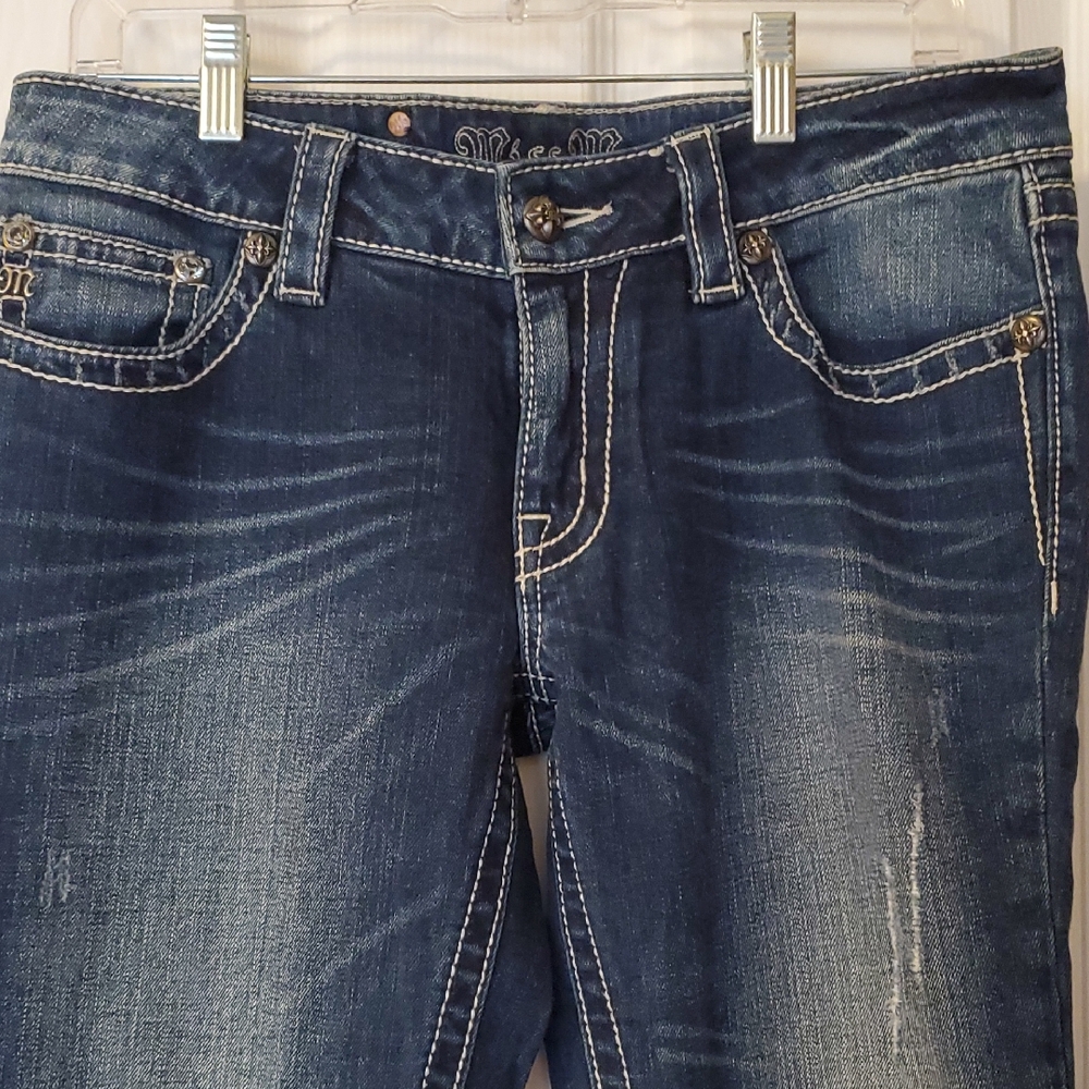Dark Blue Women's Denim Crop Jeans - Classic Stretch Fit Sz 30